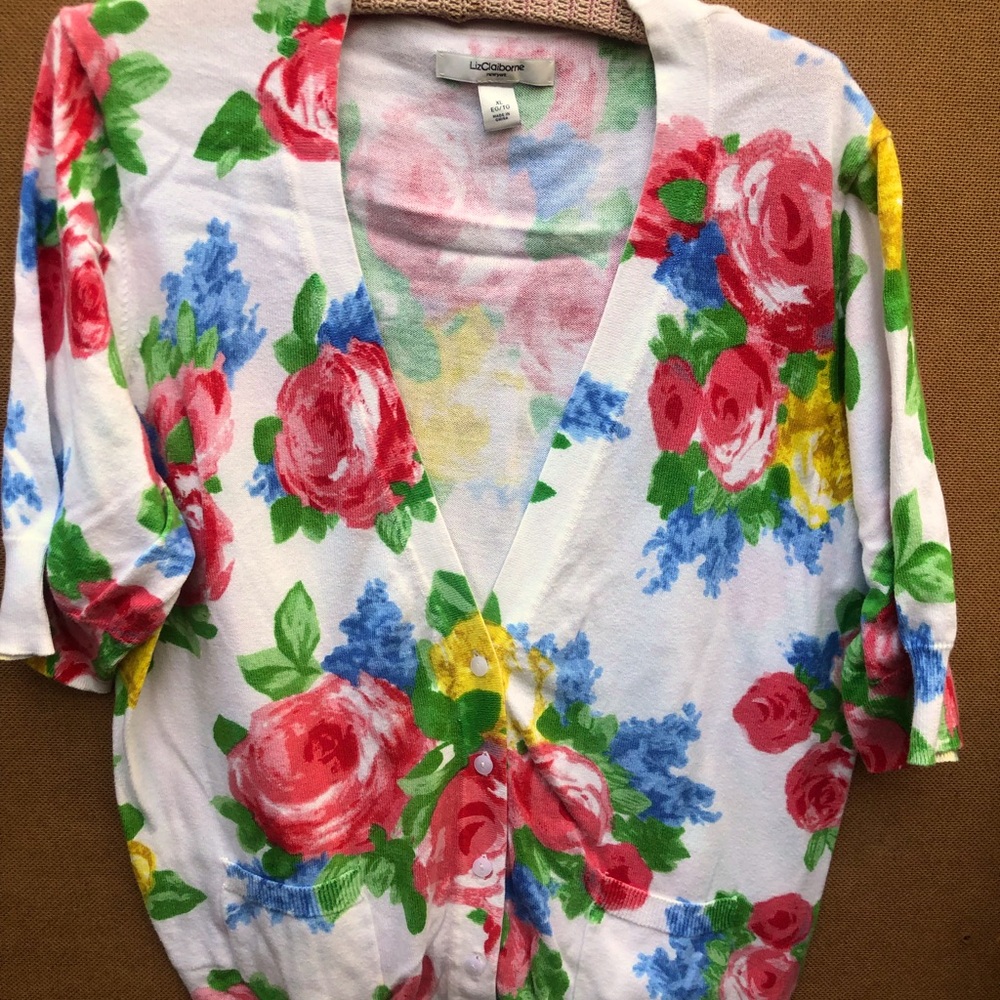 Liz Claiborne women’s 3/4 Sleeve Floral Cardigan
